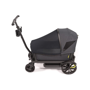 Charcoal Veer Nap System for Cruiser XL - Rear Three-Quarter View with Closed Canopy in Bassinet Mode | Bambi Baby