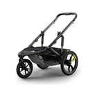 Charcoal Veer Switchback Jogging Stroller Frame - 3/4 Rear View with Yellow Wheel Accents | Bambi Baby