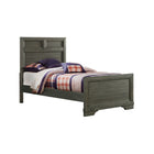 Brushed Pewter Wood Foundry Youth Twin Bed - Angled View, White Background | Bambi Baby
