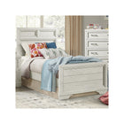 White Dove Solid Hardwood Youth Full Bed with Dresser - Styled Room Angled View | Bambi Baby