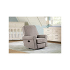 Platinum Fabric Westwood Savannah Glider - 3/4 View in Complete Nursery Setting | Bambi Baby