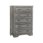 Westwood Foundry Brushed Pewter 5 Drawer Tall Chest - Side Angle View | Bambi Baby