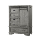 Brushed Pewter Hardwood Kids Chifferobe with Sliding Barn Door - Side Angle View | Bambi Baby
