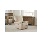 Ivory Fabric Savannah Power Glider Styled with Wood Crib and Dresser - Nursery Scene | Bambi Baby