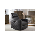 Oxford Dark Leather Westwood Soho Power Glider - Reclined Angle with Nursery Crib Setting | Bambi Baby