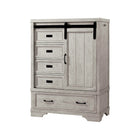 White Dove Wood Foundry Chifferobe with Drawers and Barn Door - 3/4 View | Bambi Baby