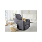 Stone Gray Westwood Aspen Power Glider - Angled View with White Crib in Nursery | Bambi Baby