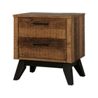 Brushed Wheat Wood Nursery Nightstand Side-Angle View, Black Metal Pulls - Westwood Urban Rustic | Bambi Baby