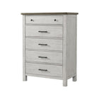Westwood Timber Ridge Tall Chest, Left Angle, Weathered White with Sierra Wood Top | Bambi Baby
