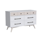 Ash Linen Two-Tone 6 Drawer Nursery Dresser - Angled Front View with Legs | Bambi Baby
