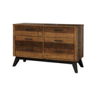 Brushed Wheat Rustic Wood Double Dresser with Black Legs - Side Angle | Bambi Baby