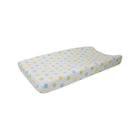 White Plush Polka Dot Changing Pad Cover on Contoured Pad - Three-Quarter View | Bambi Baby
