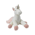 White Plush Unicorn Penelope with Pink Hooves and Gold Horn - Angled View | Bambi Baby
