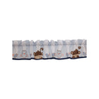 Blue Cotton-Poly Nursery Window Valance with Monkey, Owl & Bird Print - Close-Up Detail | Bambi Baby