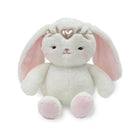 White Furry Confetti Plush Bunny with Pink Feet & Embroidered Headband - Seated View | Bambi Baby