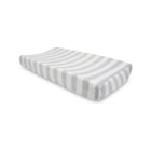 Gray White Rugby Stripe Fleece Changing Pad Cover - 3/4 View | Bambi Baby