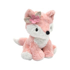 Peach Plush Fox Stuffed Animal with Pink Flower Crown - Three-Quarter View | Bambi Baby