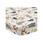 White Fox & Bear Woodland Print Fitted Crib Sheet - Corner Detail | Bambi Baby