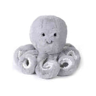 Gray Minky Plush Octopus Toy with White Pompom Tentacle Details - Three-Quarter View | Bambi Baby
