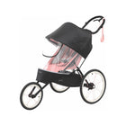 Black CYBEX AVI Jogging Stroller Rain Cover Installed on Pink AVI - 3/4 View | Bambi Baby
