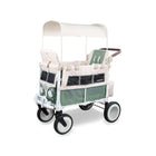 Sage Green WonderFold VW2 Volkswagen Stroller Wagon - Rear 3/4 View with Handlebar | Bambi Baby