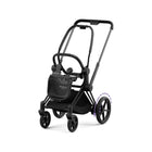 Matte Black CYBEX e-PRIAM2 All-Terrain Stroller Frame - Three Quarter Rear View | Bambi Baby