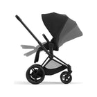 Sepia Black CYBEX e-PRIAM2 Electric Stroller - Side Profile with Seat Recline Detail | Bambi Baby