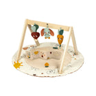 Garden Adventures Gymini - Wood Frame Arch with Hanging Toys and Round Play Mat Angled View | Bambi Baby