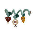 Mint Green Fabric Spiral Toy with Beetroot and Carrot Characters - Full Product View | Bambi Baby