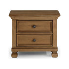 Nutmeg Wood appleseed Solvang Nightstand 2-Drawer with Bronze Knobs - Angle View | Bambi Baby