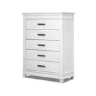 White Wood Sorelle Brookfield 5 Drawer Chest - Angled View | Bambi Baby