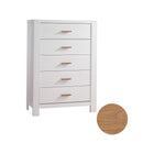 White Solid Ash Natart Toscano 5-Drawer Tall Chest with Wood Swatch - Front View | Bambi Baby