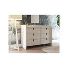Natural Wood Double Dresser with Changer Top - Styled Nursery View | Bambi Baby