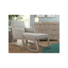 Light Gray Upholstered Nursery Rocker and Ottoman Set - Lifestyle View | Bambi Baby