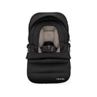 Caviar Black Nuna PIPA Series Winter Footmuff - Front View Attached to Infant Car Seat | Bambi Baby