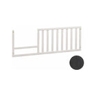 Pearl White Solid Wood Toddler Gate with Black Wood Grain Swatch - Front View | Bambi Baby