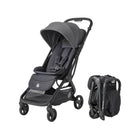 Graphite Grey Ergobaby Metro 3 Lightweight Stroller - Side Angle with Compact Fold View | Bambi Baby