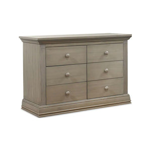 Heritage Gray Sorelle Paxton Double Dresser - Three-Quarter Angle with Fluted Sides | Bambi Baby