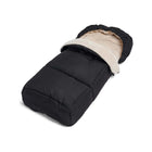Black Bumbleride Cold Weather Footmuff Open - Cream Fleece Interior Three Quarter View | Bambi Baby