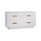 White Ash Natart Como 8-Drawer King Dresser with Gold Pulls - Side Angle | Bambi Baby