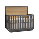 Graphite Rustic Oak Natart Como Convertible Crib - 3/4 Angle View | Bambi Baby