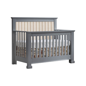 Elephant Grey Natart Taylor 5-in-1 Convertible Crib with Tufted Linen Panel - Front Angle View | Bambi Baby