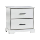 White Solid Wood Natart Taylor Nursery Nightstand with Dark Italian Handles - Front View | Bambi Baby