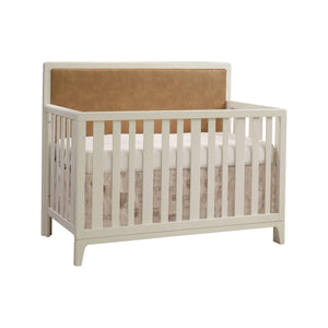 White Oak Natart Kyoto Convertible Crib with Caramel Panel - Angled View | Bambi Baby