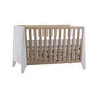 White Natural Natart Flexx Classic Convertible Crib - Front View with Owl Crib Skirt | Bambi Baby