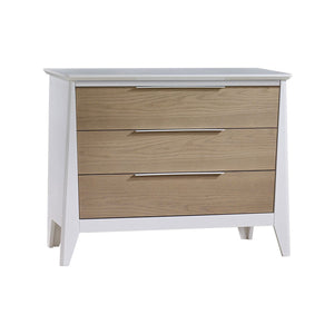 White & Natural Wood Natart Flexx 3 Drawer XL Dresser - Side Angle View | Bambi Baby
