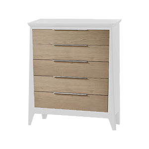 White & Natural Wood Natart Flexx 5 Drawer Dresser - Side Angle View | Bambi Baby