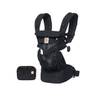 Onyx Black Ergobaby Omni Classic Mesh Baby Carrier - Front View with Storage Pouch on White | Bambi Baby