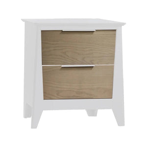 White & Natural Birch Natart Flexx Nursery Nightstand - Three-Quarter View | Bambi Baby