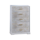 White Frame Reclaimed Oak 5 Drawer Dresser - Side Angle View | Bambi Baby